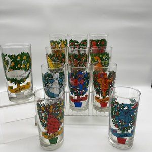 VTG Twelve Days of Christmas #2350 Indiana Glass Holiday Tumblers 12-12 oz.